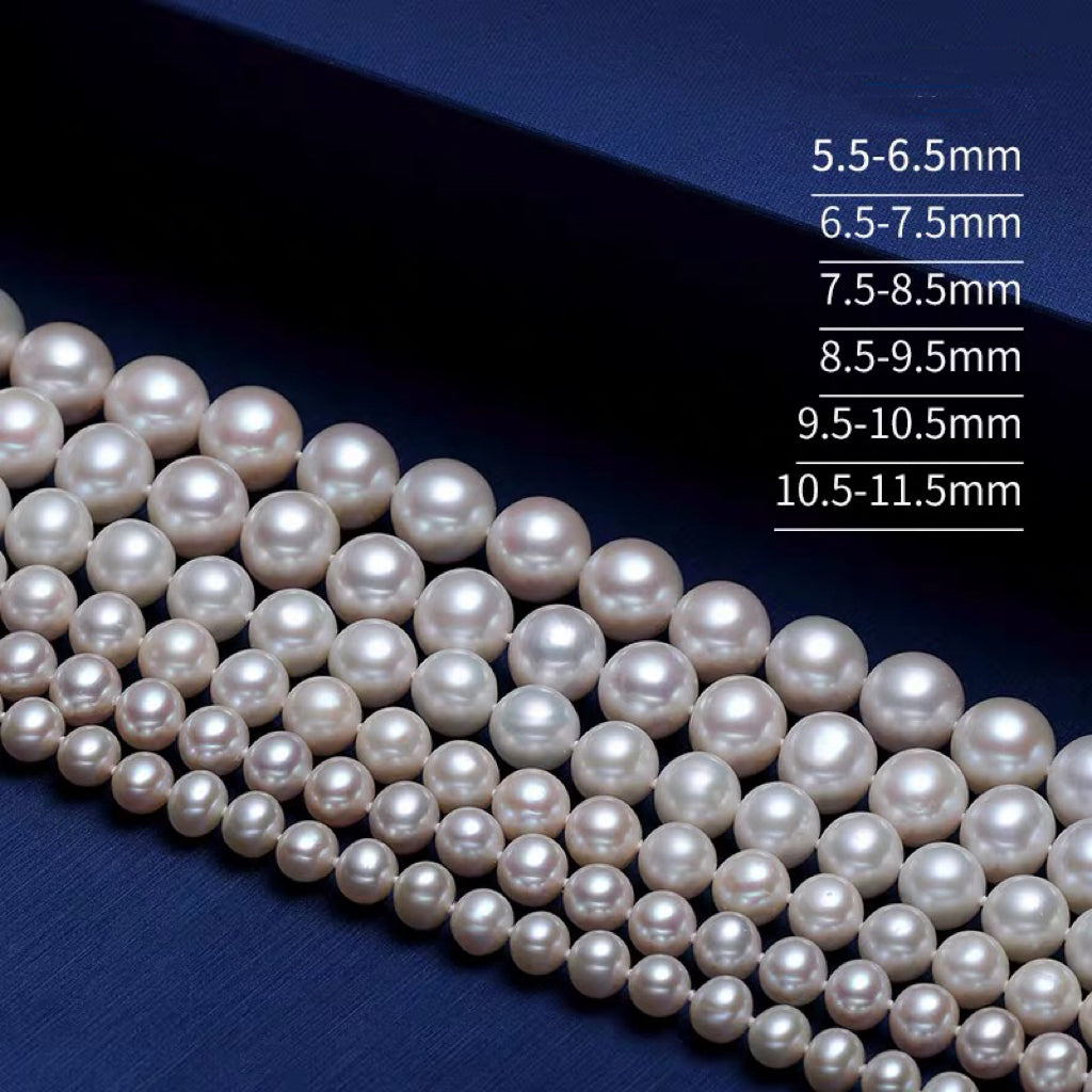 AAA Cultured Freshwater Pearl Necklace Near Round Pearl in Sterling Silver Clasp 3 Pearl Color Available 18 inch / 45cm