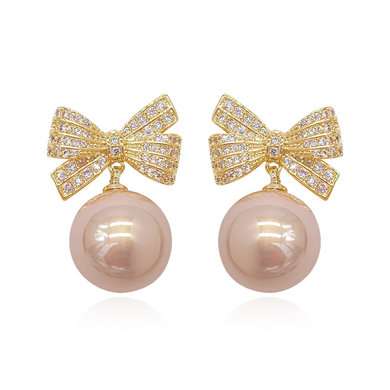 pink christmas earrings