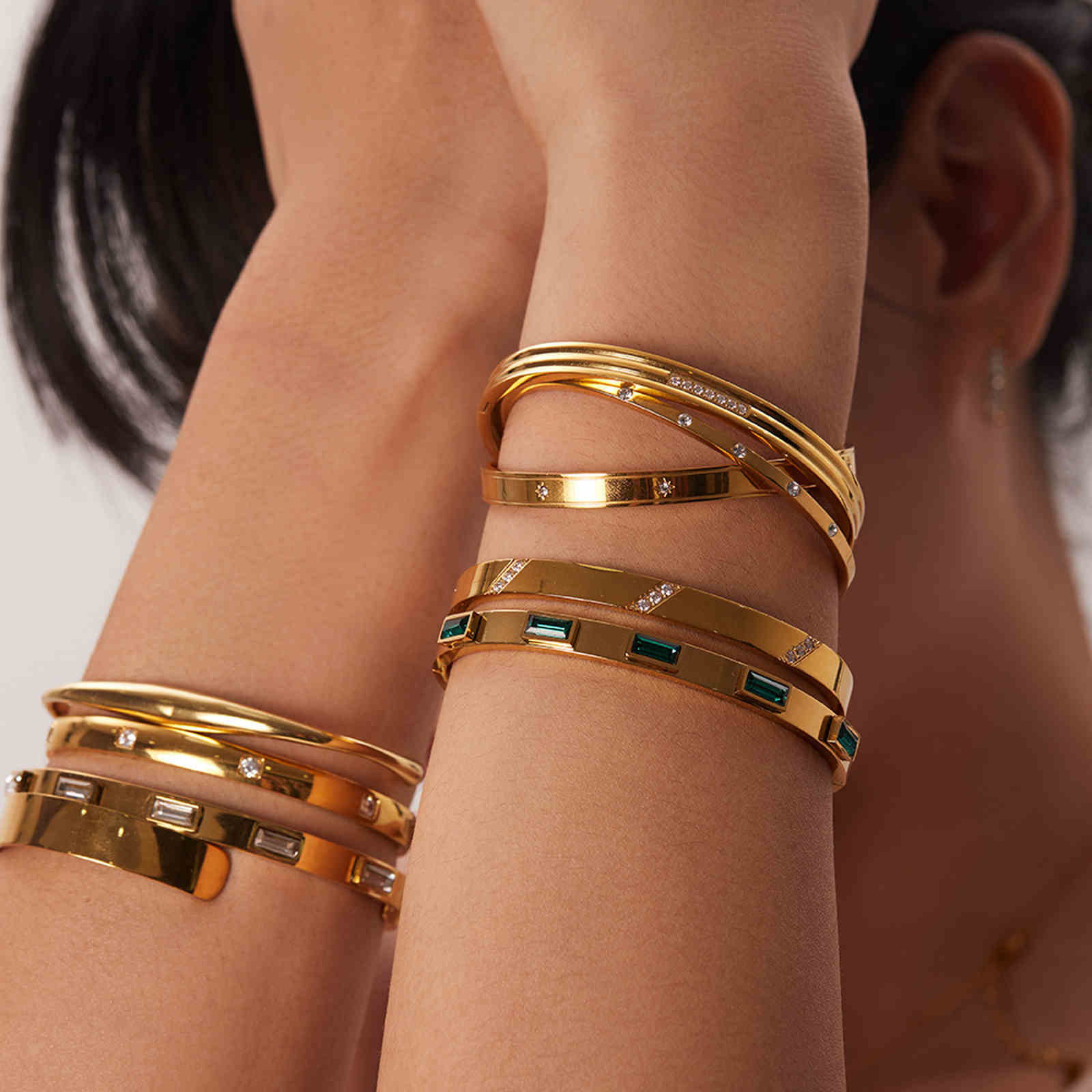 sleek gold band bangle bracelets