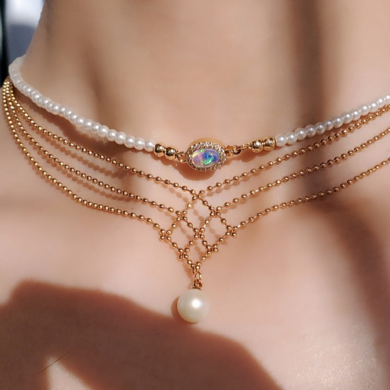 vintage style real pearl pendant necklace