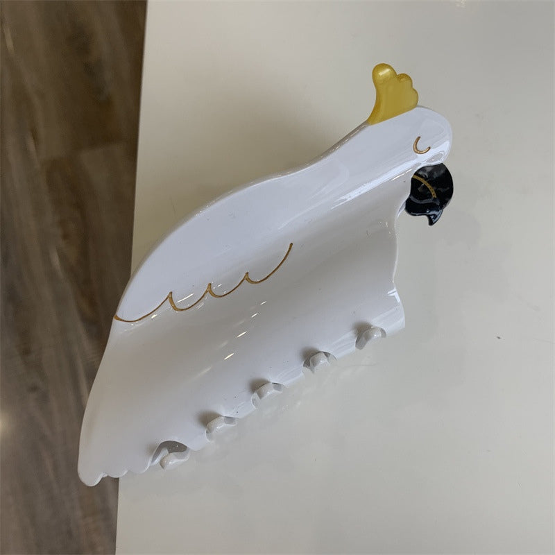 white parrot hair claw bird hair clip