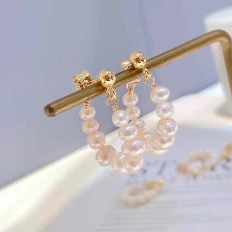 AAA Freshwater Cultured Pearl Pearl Hoop Earrings in 14K Gold Over Sterling Silver(4-5mm)