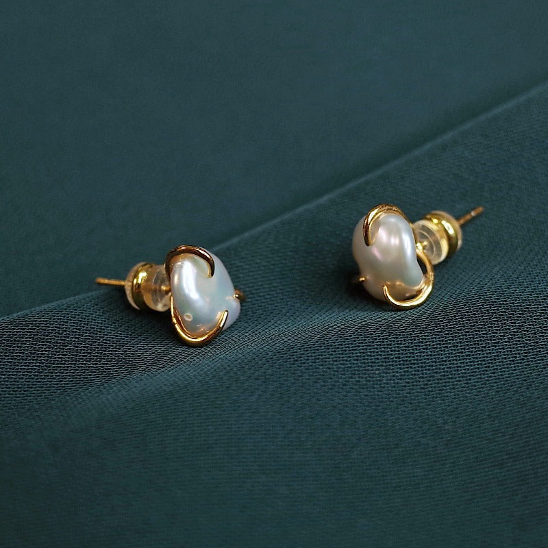 Baroque Pearl Stud Earrings | Baroque Pearl Earrings with Allergy-free Pins (10-11mm)