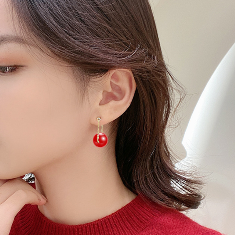 Pearl Dangle Earrings | Faux Pearl Earrings | Dangle Pearl Earrings with Silver Pins (10mm)