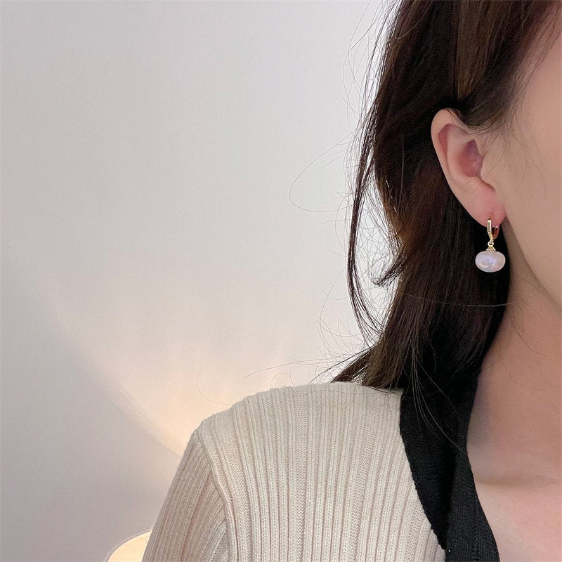 Moonstone Drop Earrings Opal Earrings with 14K Gold Plated Hexagon Clasp