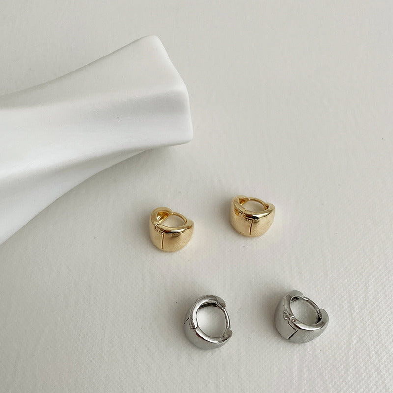 Pendientes de aro gruesos | Pendientes Huggie de oro y plata para mujer