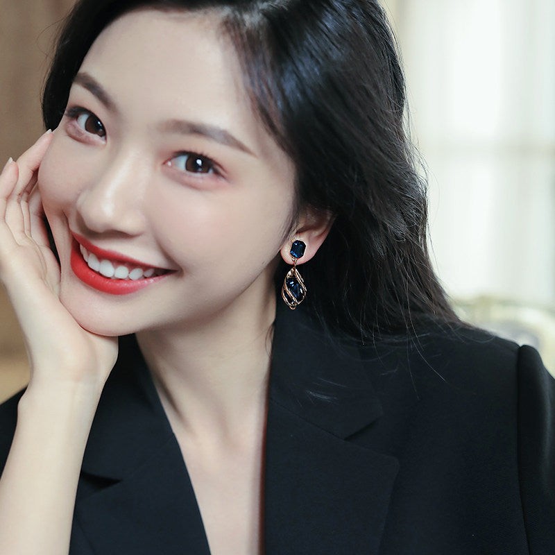 Artificial Sapphire Earrings | Blue Crystal Earrings with Sterling Silver Pins