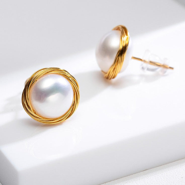 Aretes de perlas cultivadas de agua dulce AAA Perla de oro blanco negro disponible en pasador de plata