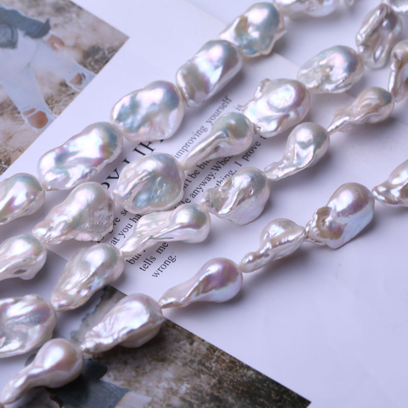 16mm Big Real Pearl Necklace AAAA Baroque Pearl Necklace | White Freshwater Irregular shaped Pearl Necklace