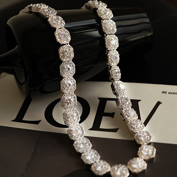 Cubic Zirconia Necklace and Bracelet | Hip-Hop Zircon Chain for Men and Women