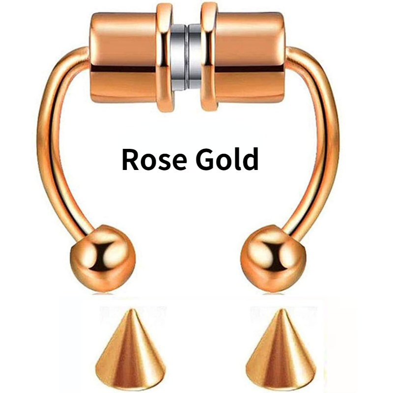 316L Stainless Steel Hoop Magnetic Septum Nose Ring Horseshoe Fake Nose Ring Set Non-Piercing for Women Men Reusable Faux Body Piercing Jewelry