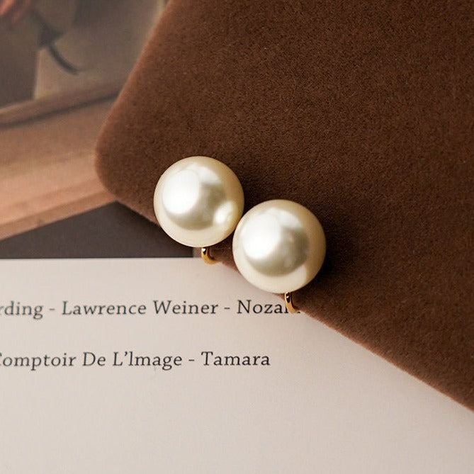 Pendientes de perlas | Pendientes de perlas con clip | Pendientes de perlas grandes para orejas perforadas y no perforadas