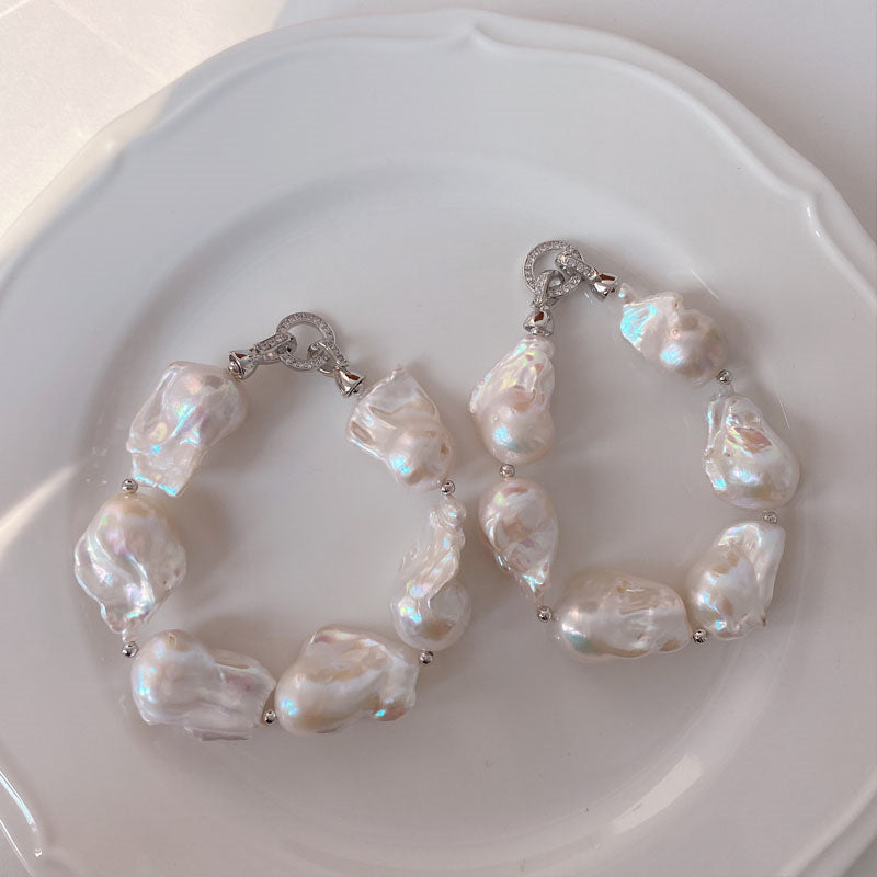 16mm Big Real Pearl Necklace AAAA Baroque Pearl Necklace | White Freshwater Irregular shaped Pearl Necklace