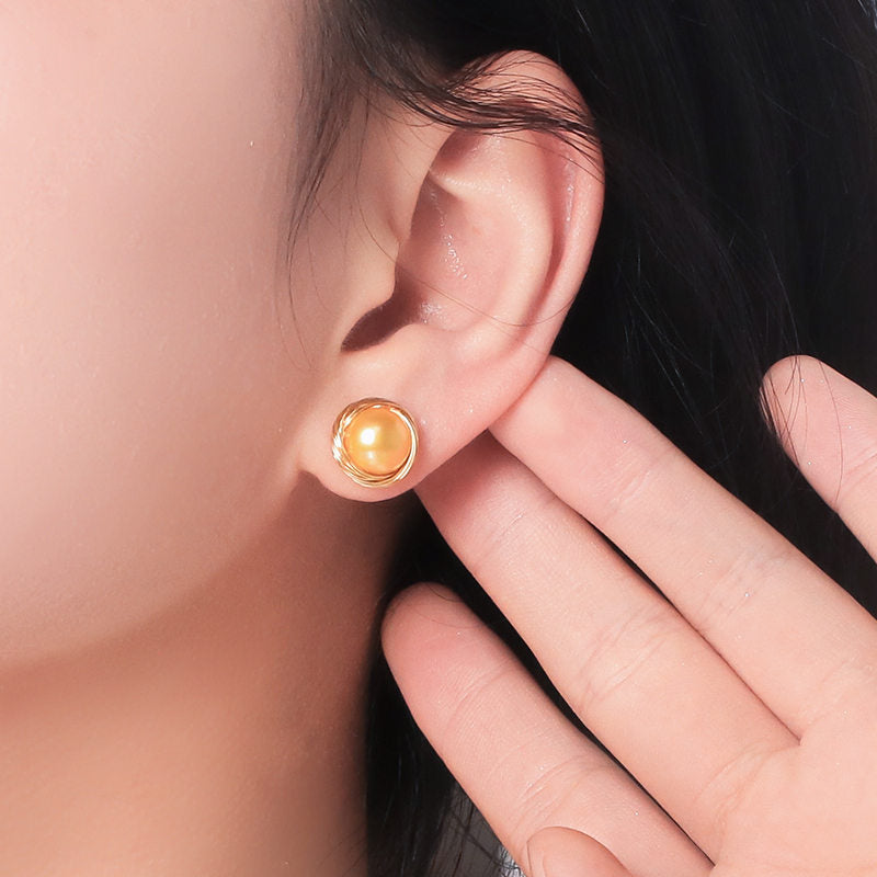 Aretes de perlas cultivadas de agua dulce AAA Perla de oro blanco negro disponible en pasador de plata