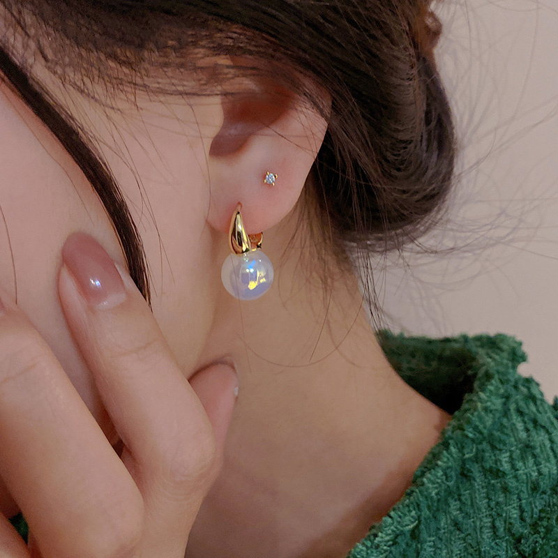 Summer Must-have 14mm Big Opal Drop Earrings | Moonstone Earrings with 14K Gold Plated Clasp