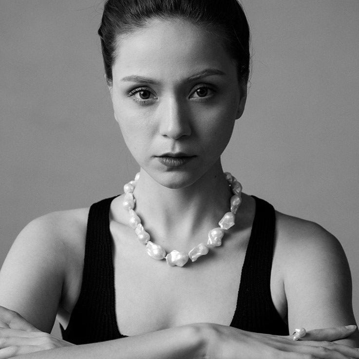 16mm Big Real Pearl Necklace AAAA Baroque Pearl Necklace | White Freshwater Irregular shaped Pearl Necklace