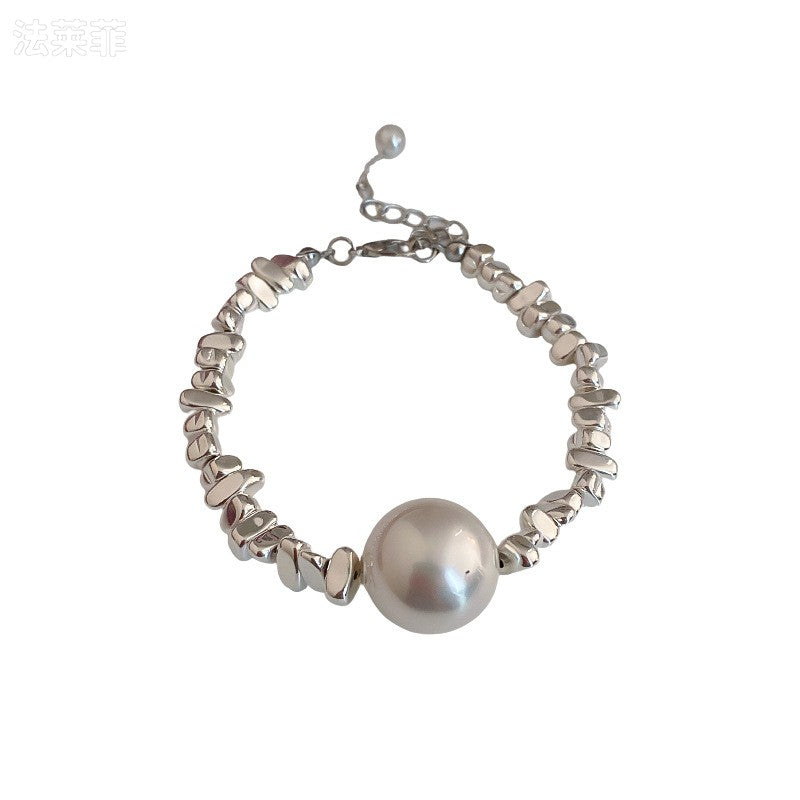 Irregular Pearl Necklace and Bracelet Set | Pearl and Chain Necklace | Silver and Pearl Bracelet