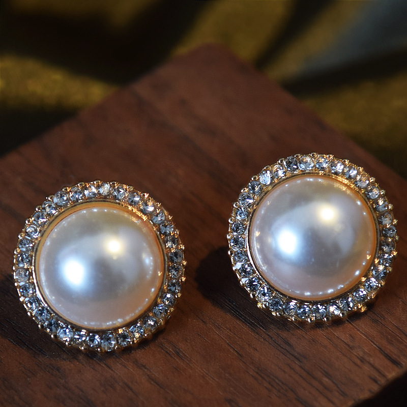 Vintage Pearl Wedding Jewelry Sets | Multi Strand Pearl Necklace | Large Pearl Stud Earrings for Women