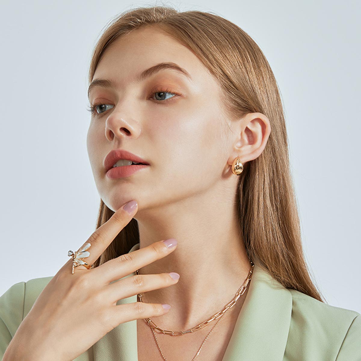 Chunky Hoop Earrings in 18K Gold Plated and Silver | Teardrop Gold Huggie Earrings and Sliver Huggie Earrings