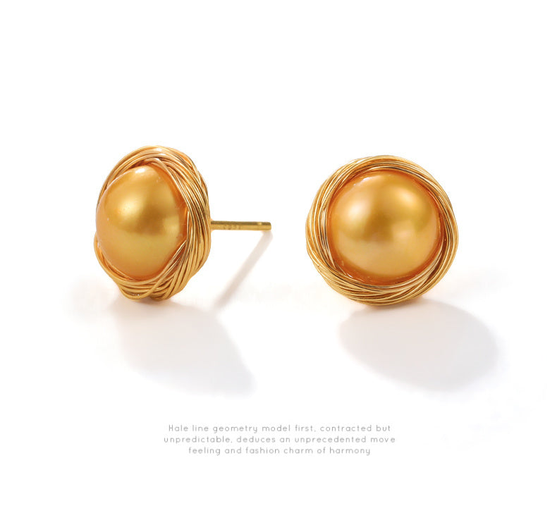 Aretes de perlas cultivadas de agua dulce AAA Perla de oro blanco negro disponible en pasador de plata