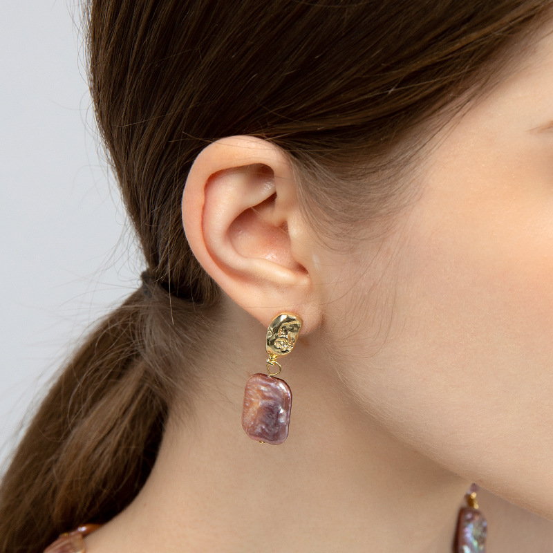 Purple Large Real Baroque Pearl Jewelry Set | Baroque Pearl Necklace | Baroque Pearl Earrrings | Baroque Pearl Bracelet (10-13mm)