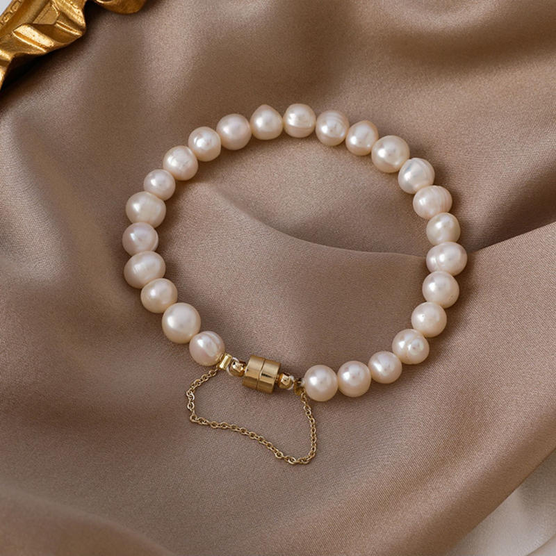 Magnetic Freshwater Pearl Bracelet | AAA Real White Pearl Bracelet (7-8.5 Inches)