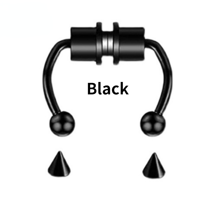 316L Stainless Steel Hoop Magnetic Septum Nose Ring Horseshoe Fake Nose Ring Set Non-Piercing for Women Men Reusable Faux Body Piercing Jewelry