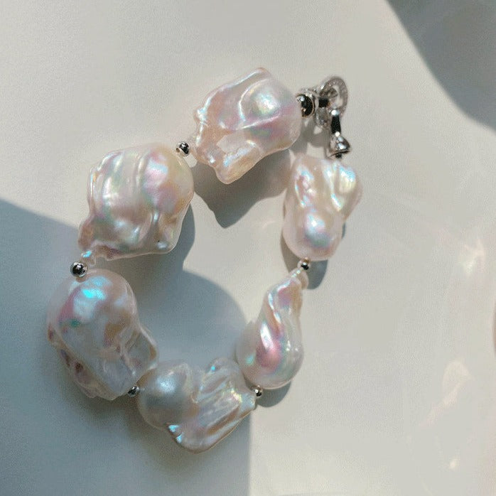 16mm Big Real Pearl Necklace AAAA Baroque Pearl Necklace | White Freshwater Irregular shaped Pearl Necklace