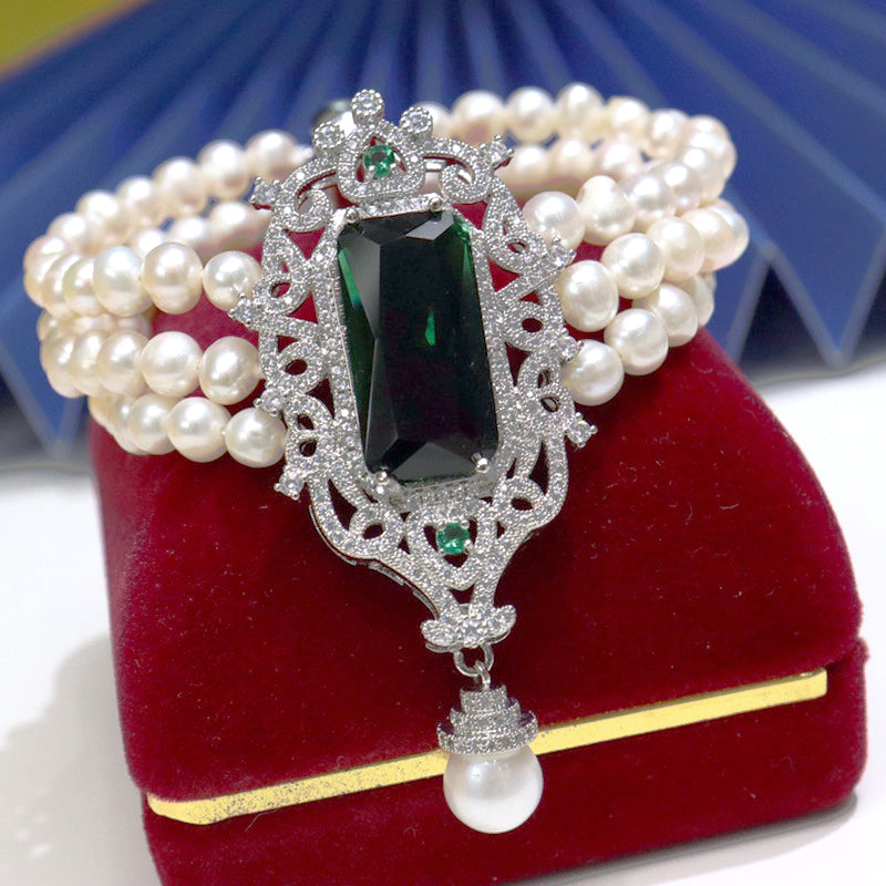 6-7 mm Multi Strand Freshwater Pearl Necklace and Bracelet Set | 3 Strand Pearl Necklace with Pendant Jewelry Set