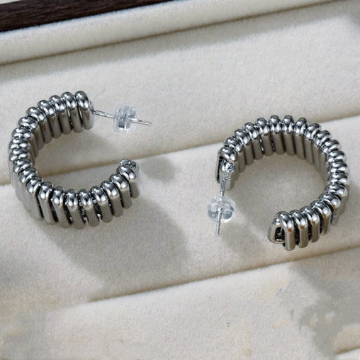 Pendientes de aro abiertos | Pendientes de aro C | Pendientes de aro gruesos con alfileres de plata de ley