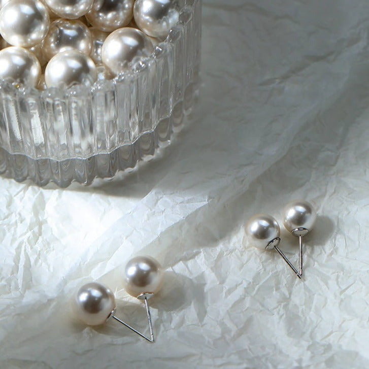 Pendientes de perlas | Pendientes de perlas con clip | Pendientes de perlas grandes para orejas perforadas y no perforadas