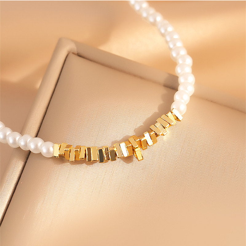 Collier de petites perles baroques | Collier de perles véritables | Collier en or et perles pour femme (4-5 mm)