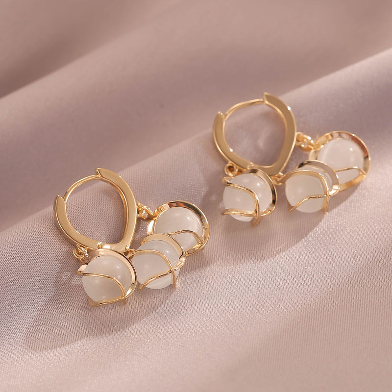 Lily Of The Valley Earrings | Crystal Drop Hoop Earrings | Drop Hoop Earrings in Sterling Silver