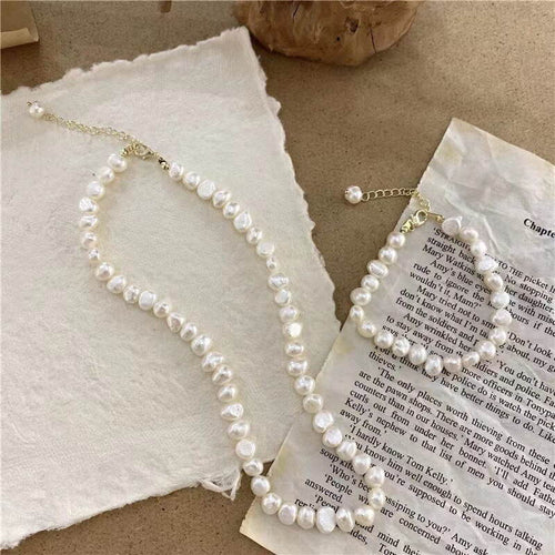 AAA Baroque Pearl Jewelry Set | Baroque Pearl Necklace | Baroque Pearl Bracelet (5-6mm)