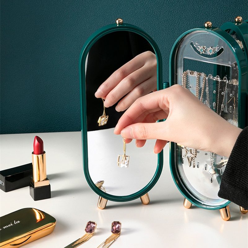 Foldable Jewely Box | Jewelry Box Organizer with Mirror | Earring Jewelry Box