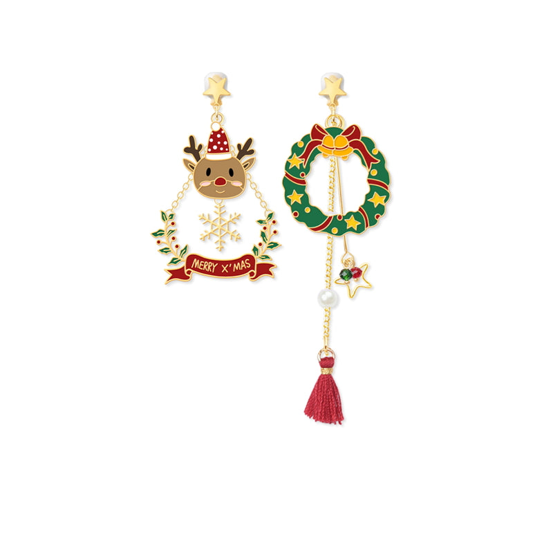 Pendientes de Navidad | Pendientes colgantes de Navidad | 4 tipos de aretes navideños para mujer para piercing y no piercing