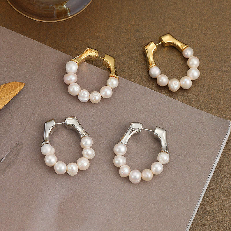 Pearl Hoop Earrings | Freshwater Pearl Earrings | Real Pearl Earrings (3-4mm)