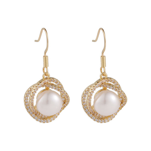 Pearl Drop Earrings | Real Pearl Earrings | Freshwater Pearl Earrings with Silver Shepherd Back (8-9mm)