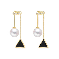 White Round Shell Pearl Dangle Drop Earrings for Women in 14K Gold Over Sterling Silver(12mm)