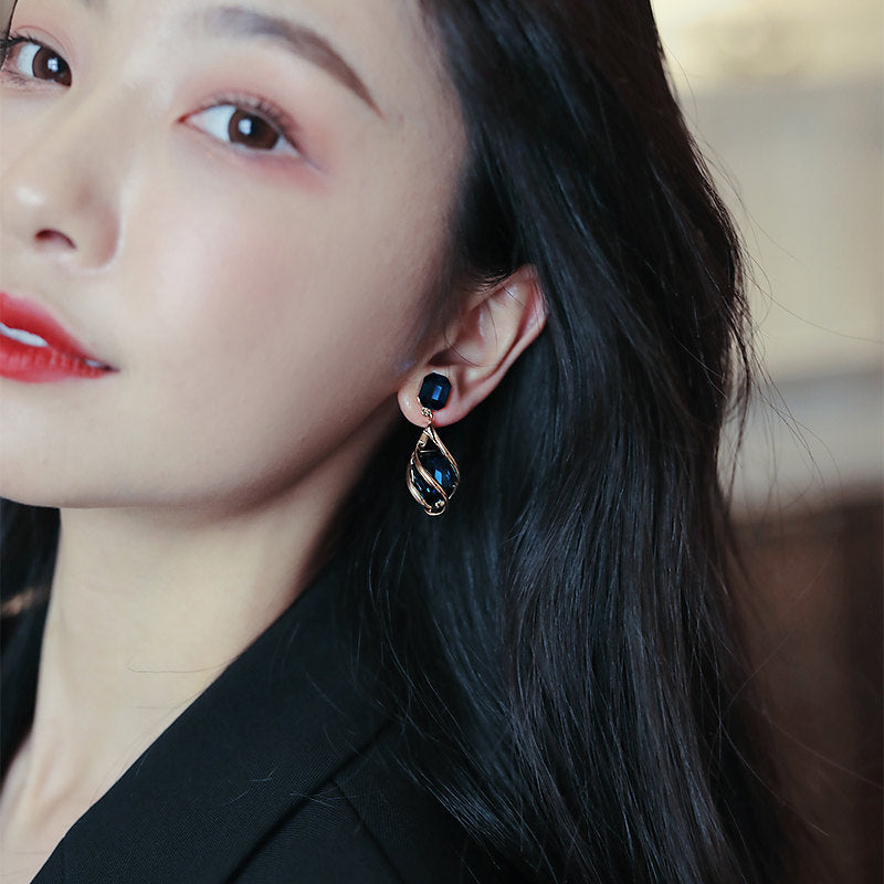 Artificial Sapphire Earrings | Blue Crystal Earrings with Sterling Silver Pins