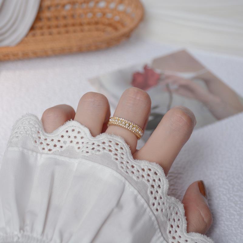 Pearl Diamond Ring | Adjustable Rings for Women | Pearl Ring Gold Plated