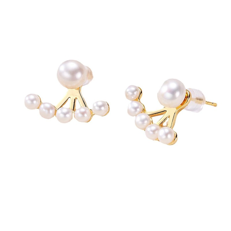 Freshwater Cultured Pearl Stud Earrings in 14K Gold Over Sterling Silver