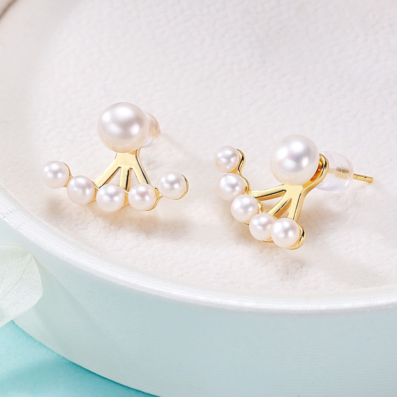 Freshwater Cultured Pearl Stud Earrings in 14K Gold Over Sterling Silver
