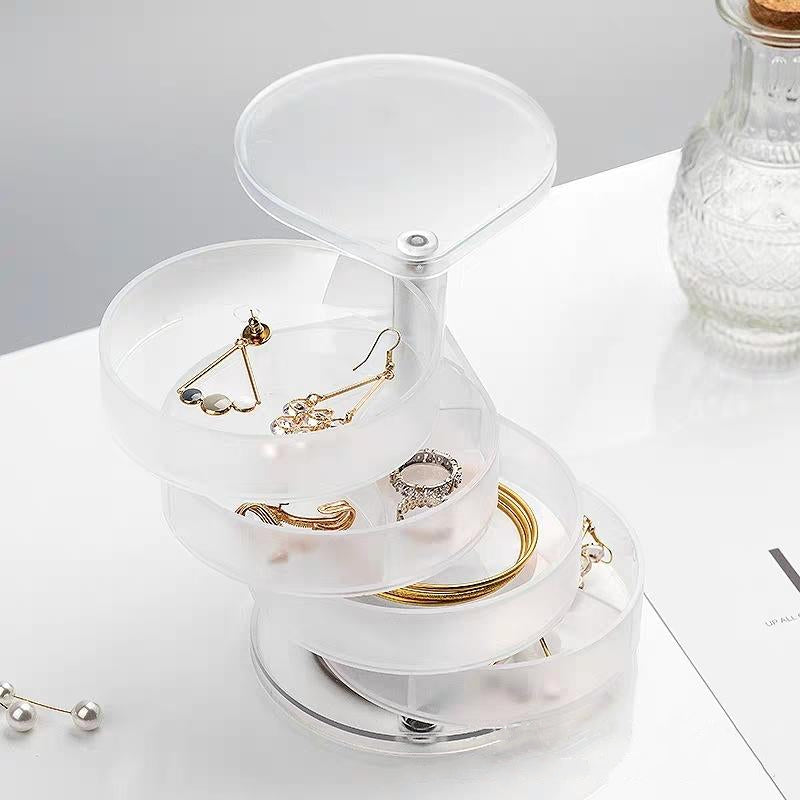 Four-layer Mini stud earrings rings Jewelry Box Useful Makeup Organizer With Travel Portable Jewelry PU Box