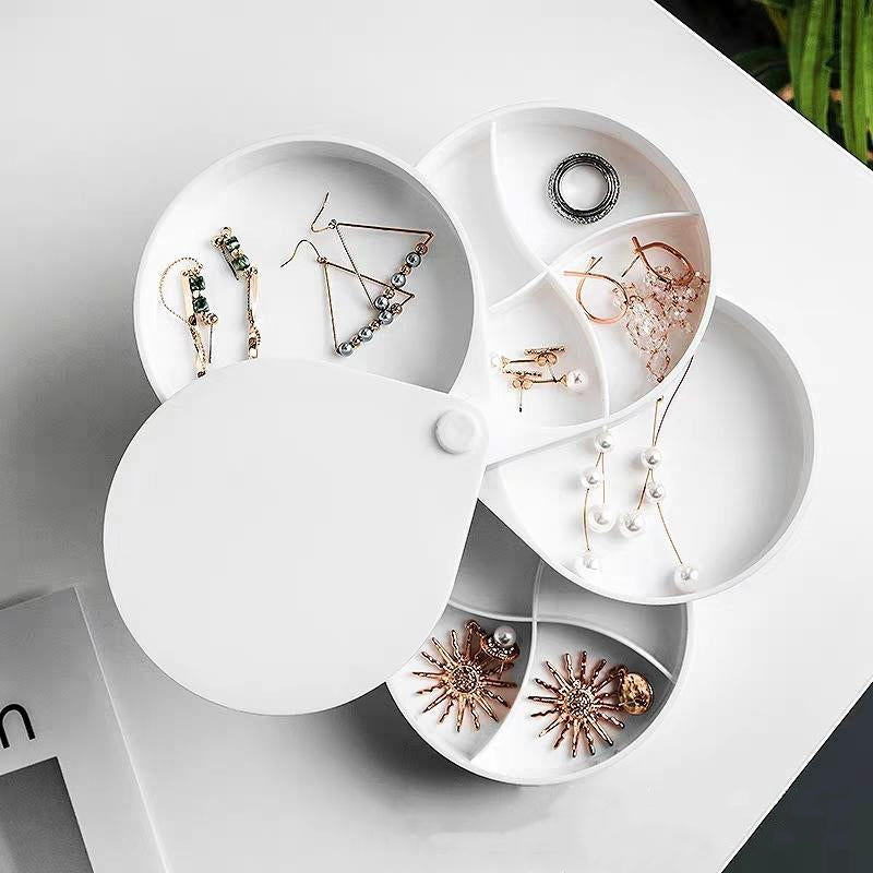 Four-layer Mini stud earrings rings Jewelry Box Useful Makeup Organizer With Travel Portable Jewelry PU Box