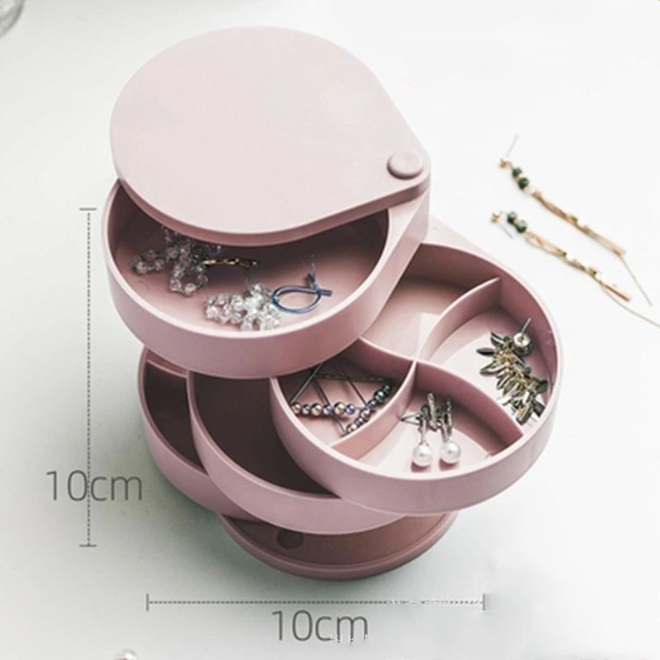 Four-layer Mini stud earrings rings Jewelry Box Useful Makeup Organizer With Travel Portable Jewelry PU Box
