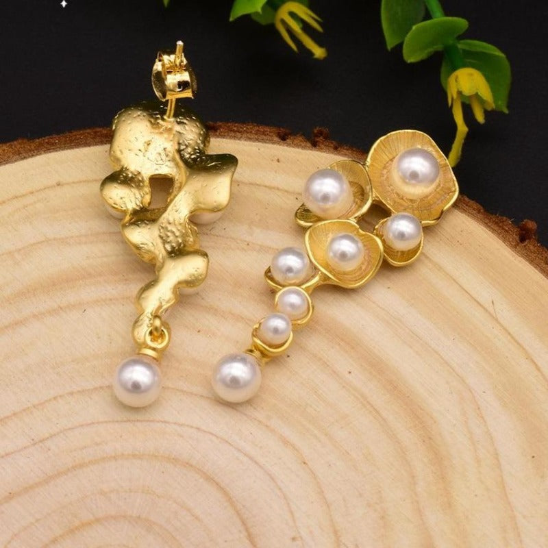 Freshwater pearl earrings | real pearl earrings | gold pearl drop earrings