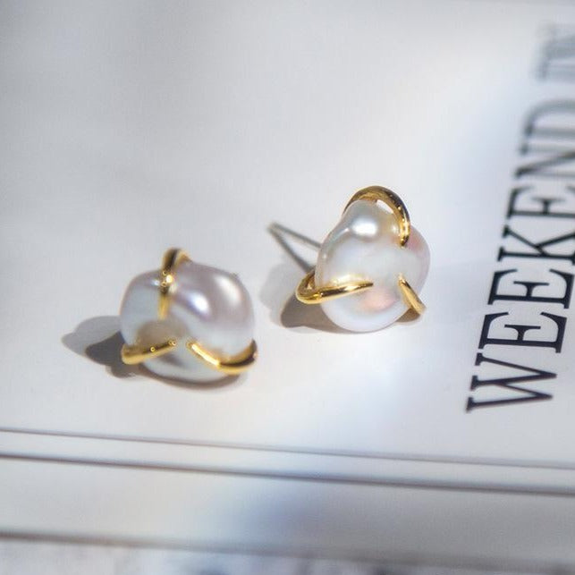 Baroque Pearl Stud Earrings | Baroque Pearl Earrings with Allergy-free Pins (10-11mm)