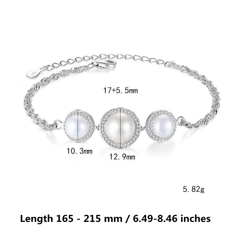 10-12mm Freshwater Cultured Pearl Bracelet in Sterling Silver Clasp