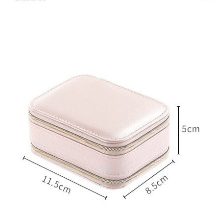 Double-layer Mini stud earrings rings Jewelry Box Useful Makeup Organizer With Zipper Travel Portable Jewelry PU Box